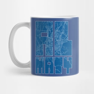 Almaty, Kazakhstan Map Typography - Blueprint Mug